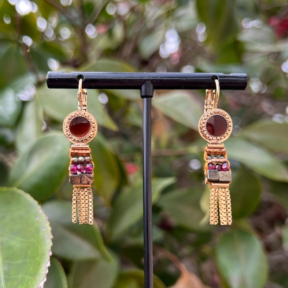 NIB satellite Paris amber-like earrings
